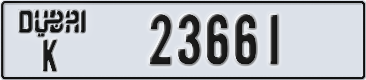 dubai License Plate Number 23661 Code K