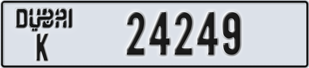 dubai License Plate Number 24249 Code K