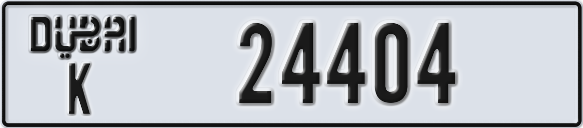 dubai License Plate Number 24404 Code K