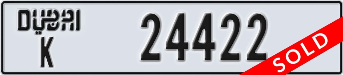 dubai License Plate Number 24422 Code K