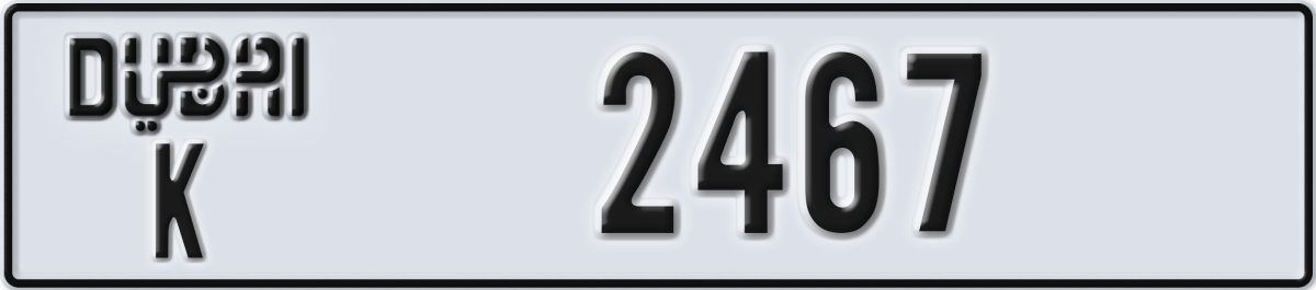 dubai License Plate Number 2467 Code K
