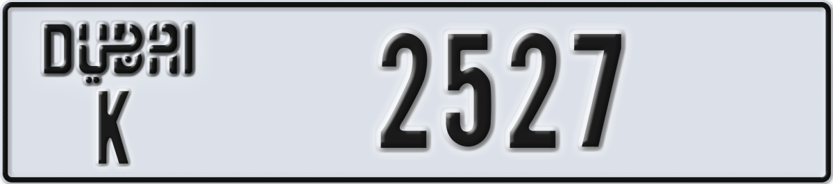 dubai License Plate Number 2527 Code K