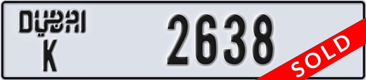 dubai License Plate Number 2638 Code K
