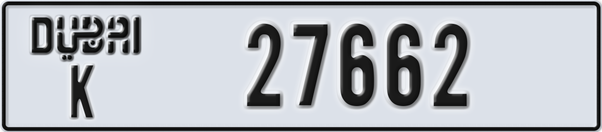 dubai License Plate Number 27662 Code K