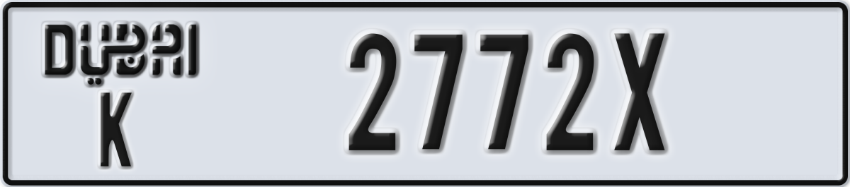 dubai License Plate Number 2772X Code K