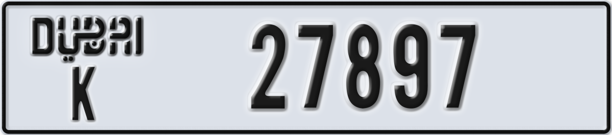 dubai License Plate Number 27897 Code K
