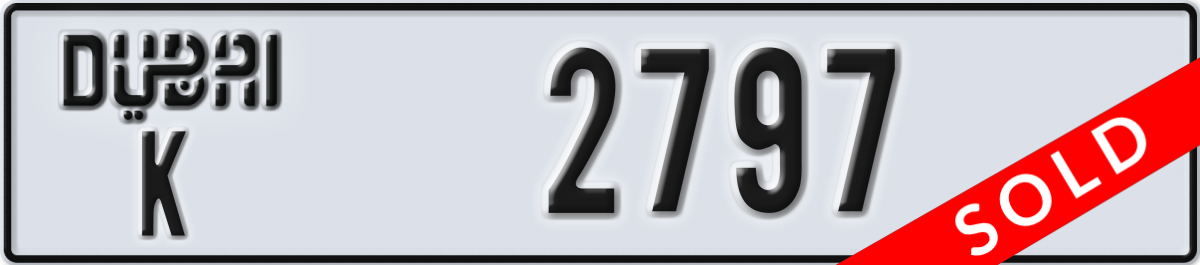 dubai License Plate Number 2797 Code K