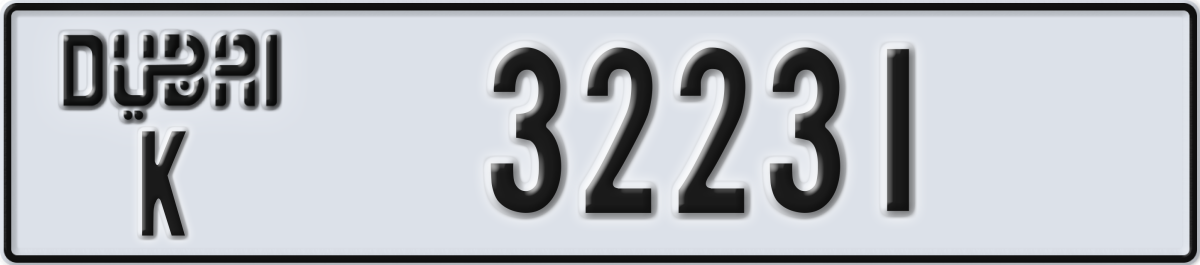 dubai License Plate Number 32231 Code K