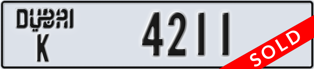 dubai License Plate Number 4211 Code K