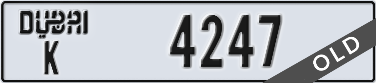dubai License Plate Number 4247 Code K