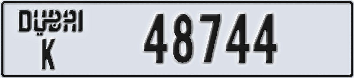 dubai License Plate Number 48744 Code K