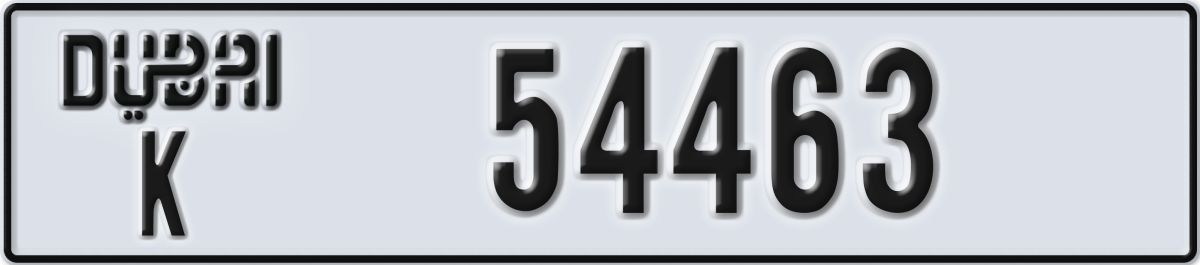 dubai License Plate Number 54463 Code K