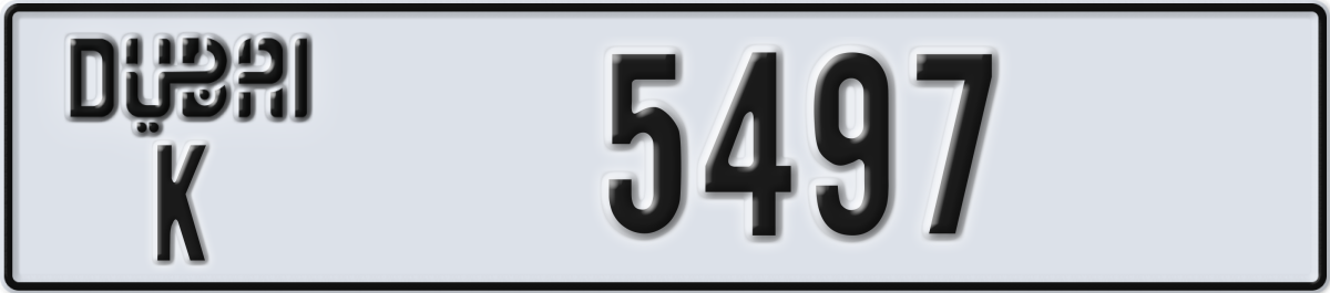 dubai License Plate Number 5497 Code K