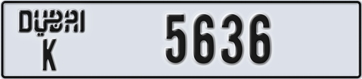 dubai License Plate Number 5636 Code K