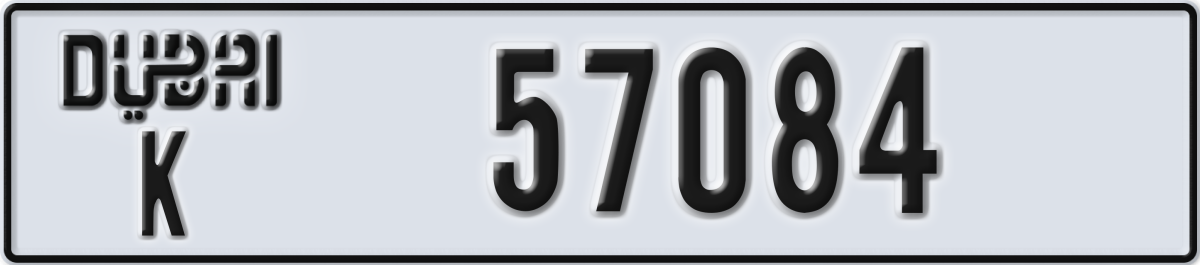 dubai License Plate Number 57084 Code K