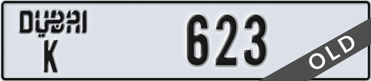 dubai License Plate Number 623 Code K