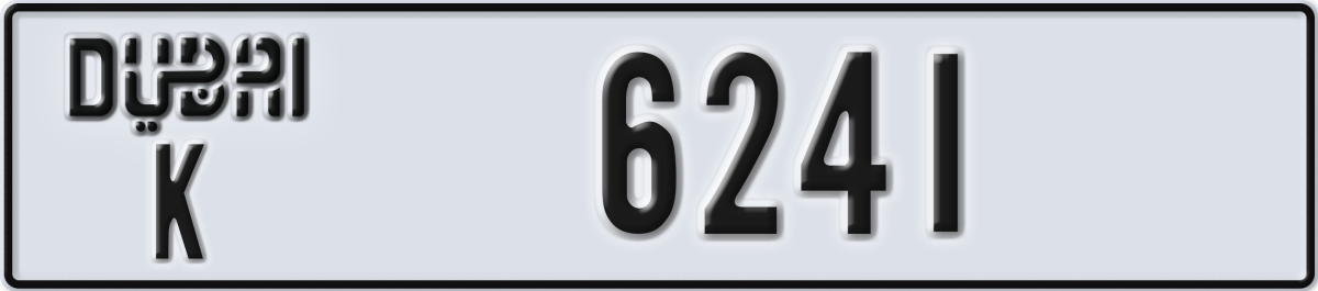 dubai License Plate Number 6241 Code K
