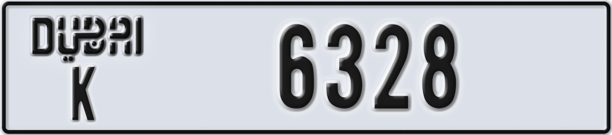 dubai License Plate Number 6328 Code K