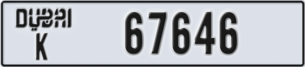 dubai License Plate Number 67646 Code K