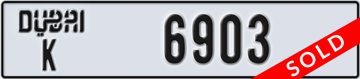 dubai License Plate Number 6903 Code K