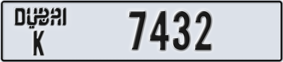 dubai License Plate Number 7432 Code K