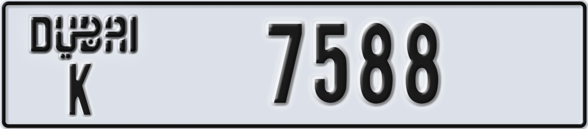 dubai License Plate Number 7588 Code K