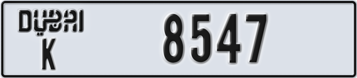 dubai License Plate Number 8547 Code K