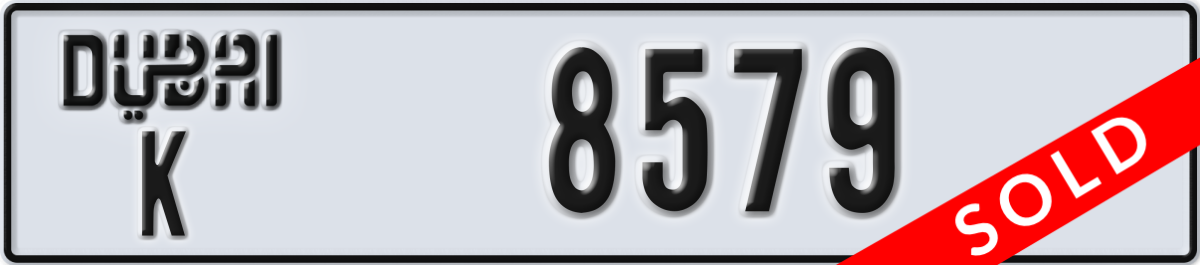 dubai License Plate Number 8579 Code K