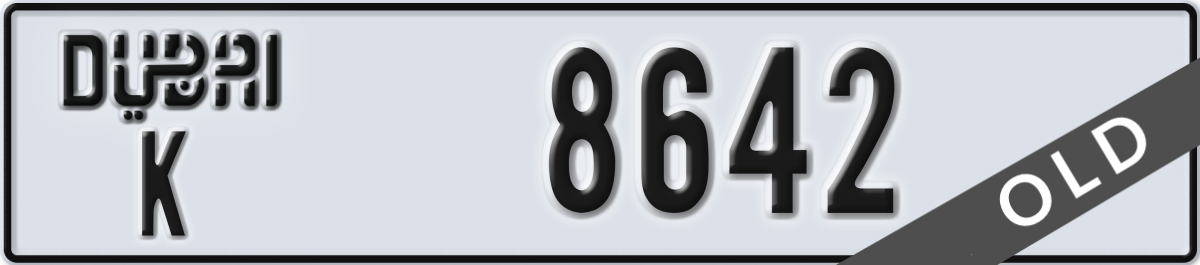 dubai License Plate Number 8642 Code K