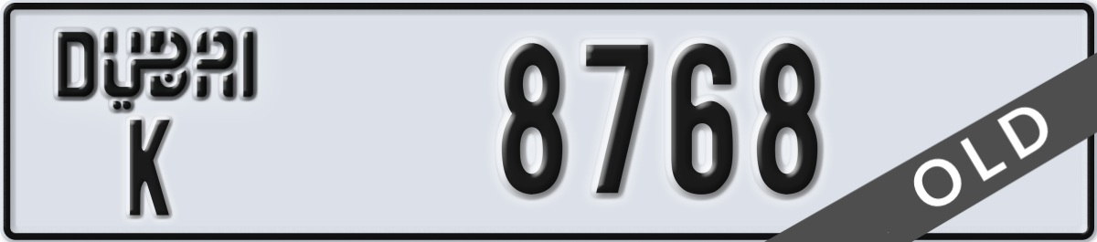 dubai License Plate Number 8768 Code K