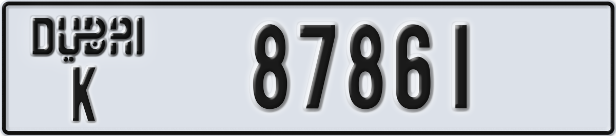 dubai License Plate Number 87861 Code K