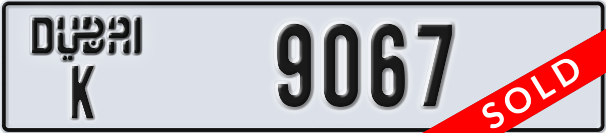 dubai License Plate Number 9067 Code K
