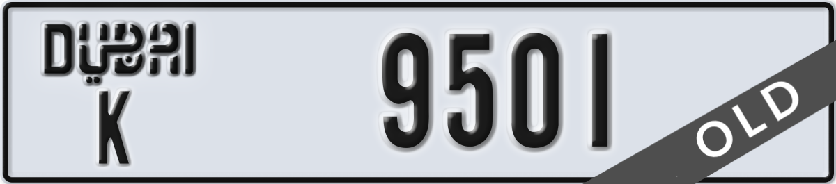 dubai License Plate Number 9501 Code K