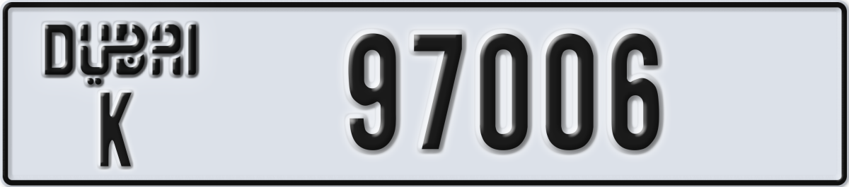 dubai License Plate Number 97006 Code K