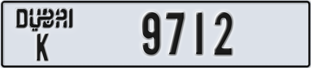 dubai License Plate Number 9712 Code K