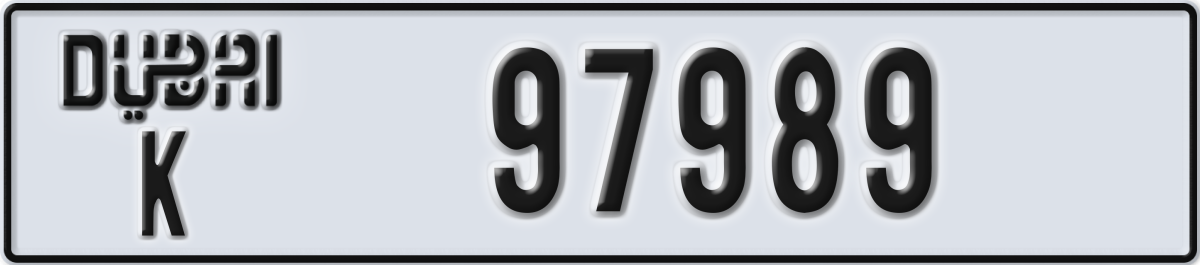 dubai License Plate Number 97989 Code K