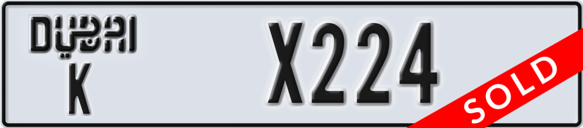 dubai License Plate Number X224 Code K