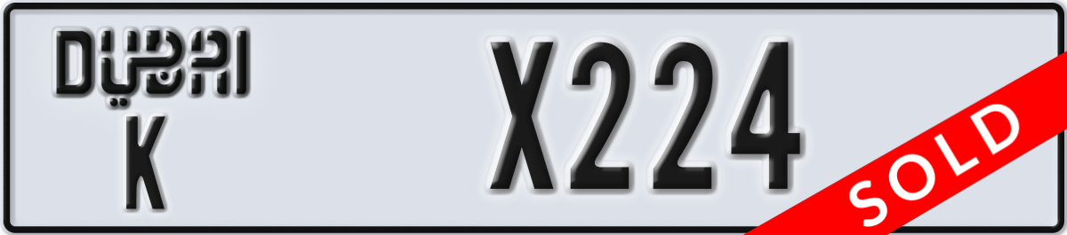 dubai License Plate Number X224 Code K