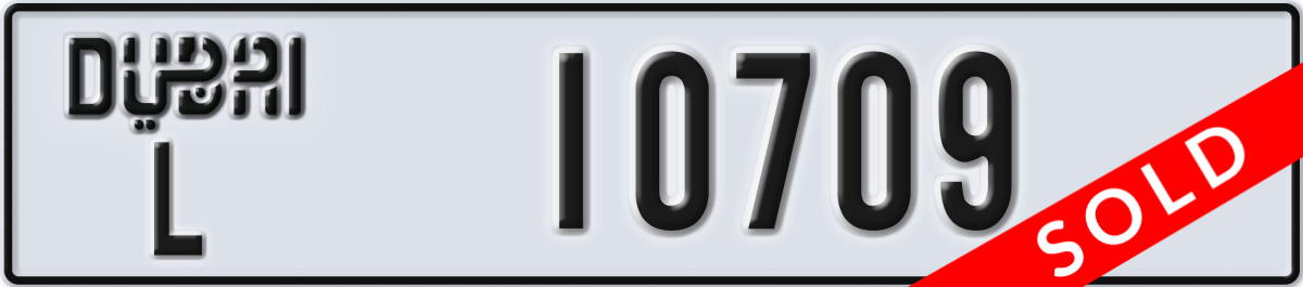dubai License Plate Number 10709 Code L