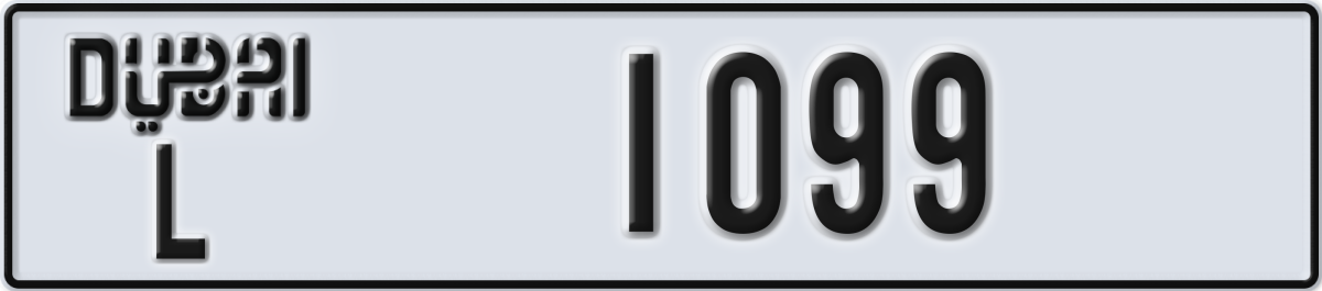 dubai License Plate Number 1099 Code L