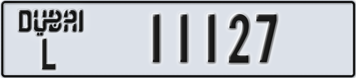 dubai License Plate Number 11127 Code L