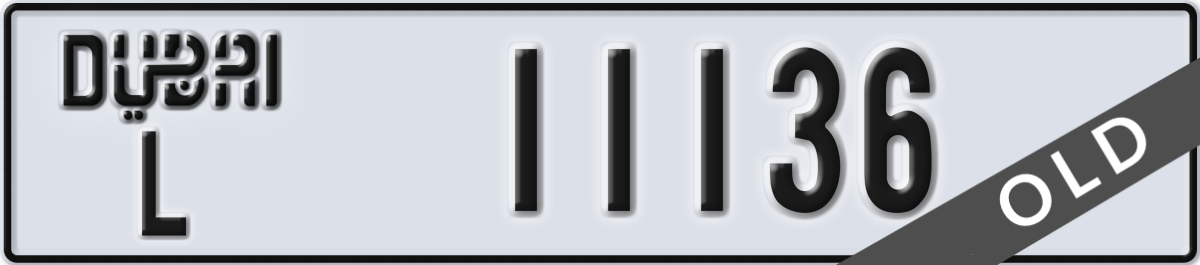 dubai License Plate Number 11136 Code L