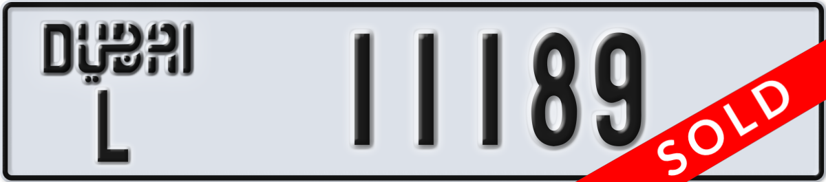 dubai License Plate Number 11189 Code L