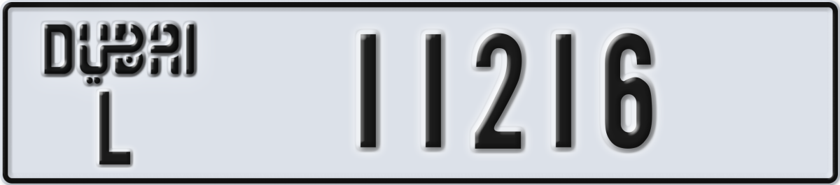 dubai License Plate Number 11216 Code L