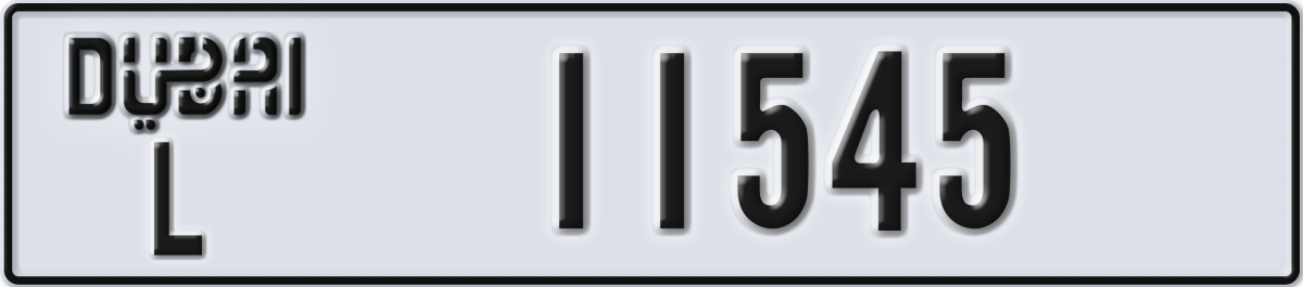 dubai License Plate Number 11545 Code L