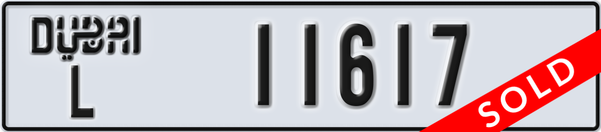 dubai License Plate Number 11617 Code L