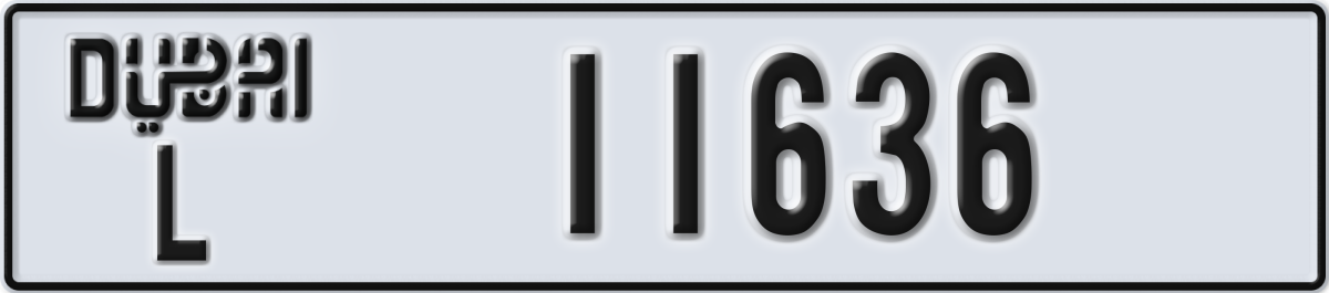 dubai License Plate Number 11636 Code L