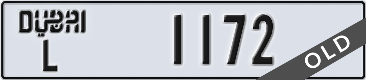 dubai License Plate Number 1172 Code L