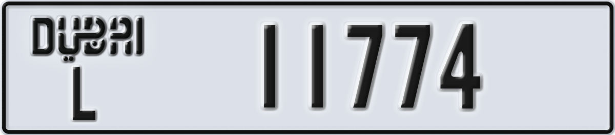 dubai License Plate Number 11774 Code L