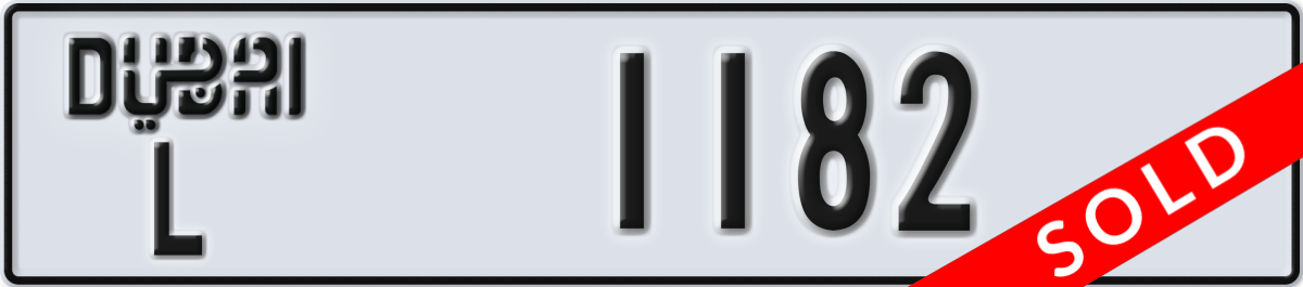 dubai License Plate Number 1182 Code L